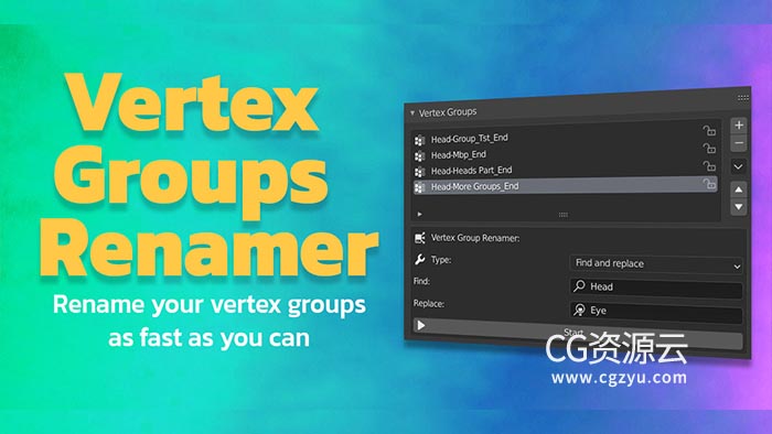 Blender插件-顶点组批量重命名插件 Vertex Groups Renamer – Vgr