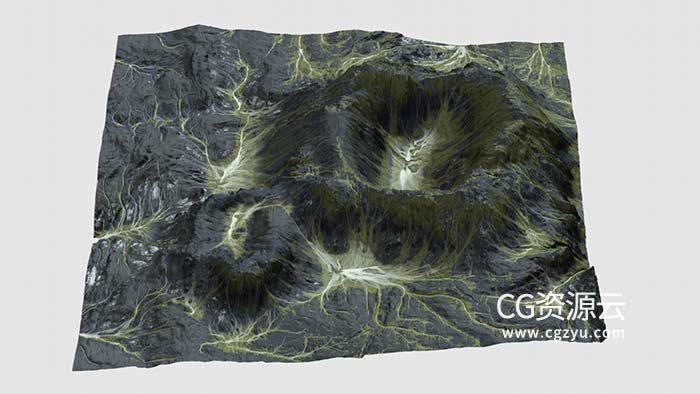 3D模型-山顶深坑地形C4D模型