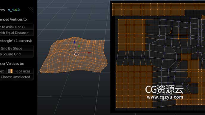 Blender插件-中文汉化版 UV网格编辑器工具 UV Squares 1.14.1