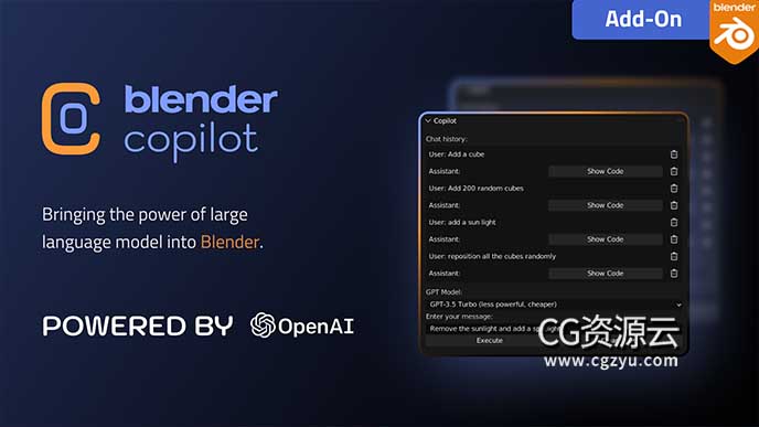 Bender插件-桥接ChatGPT AI插件 Blender Copilot